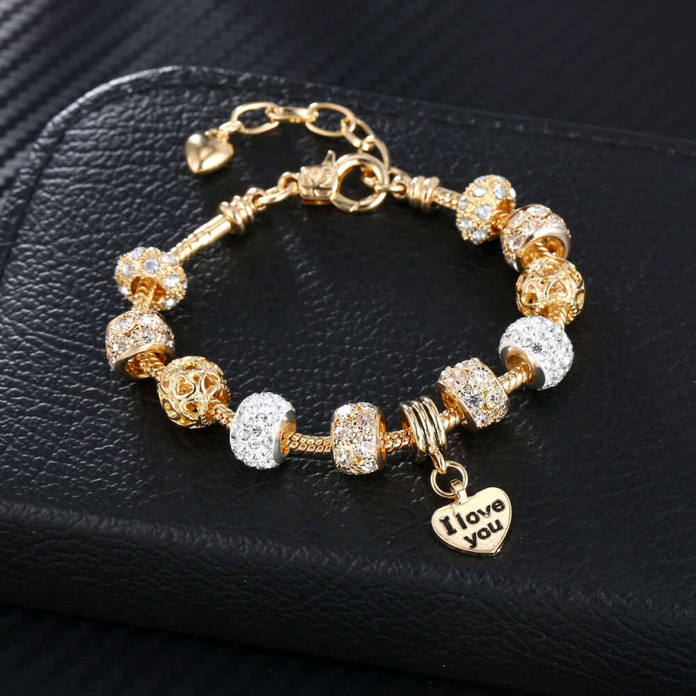 New KC Gold Pan Style Alloy Large Hole Bead Bracelet Hot Selling Jewelry