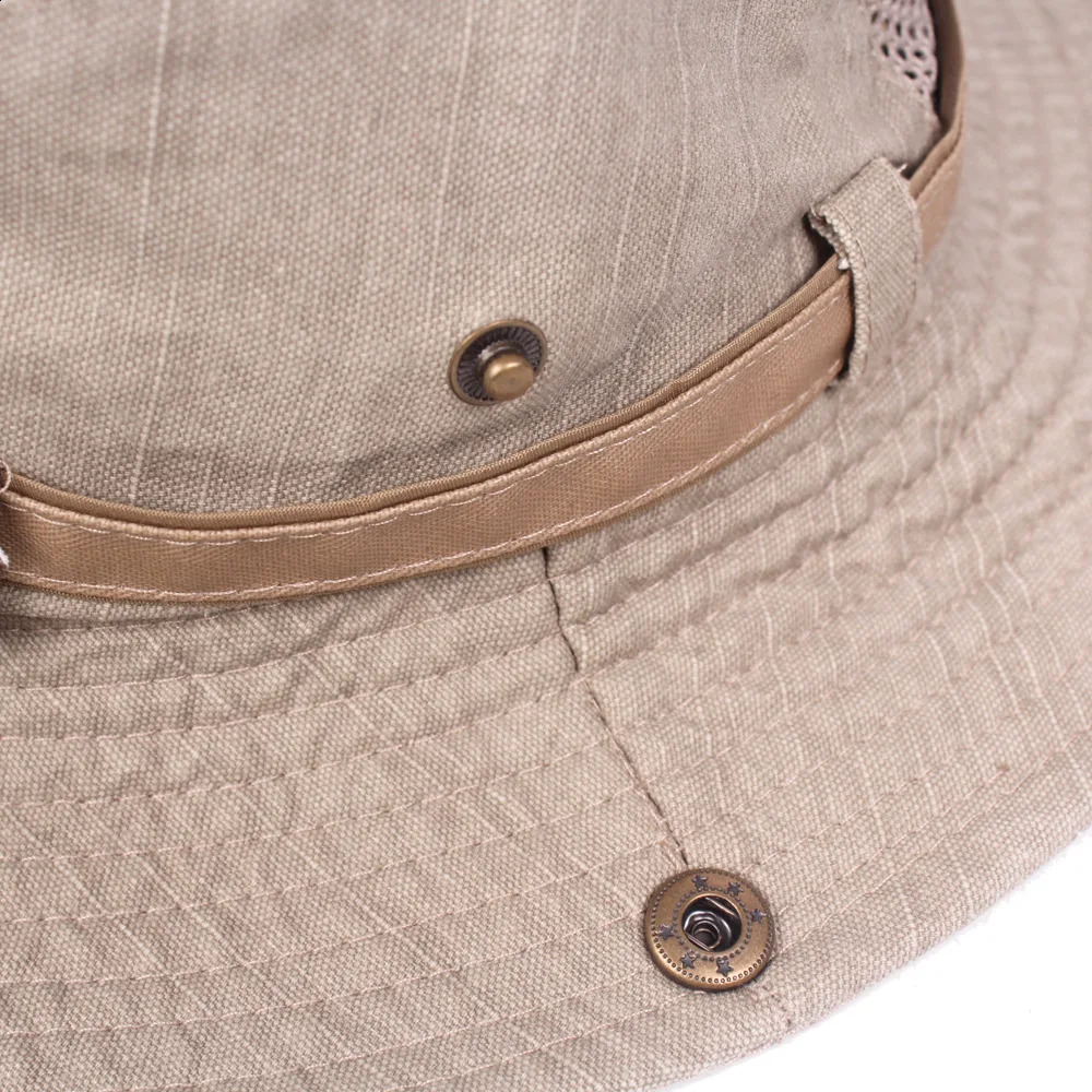 Outdoor Bucket Hat Men Summer Breathable Panama Cap Cotton Jungle Fishing Mesh Hat Hiking Beach Sun Protector Caps For Mens 250523
