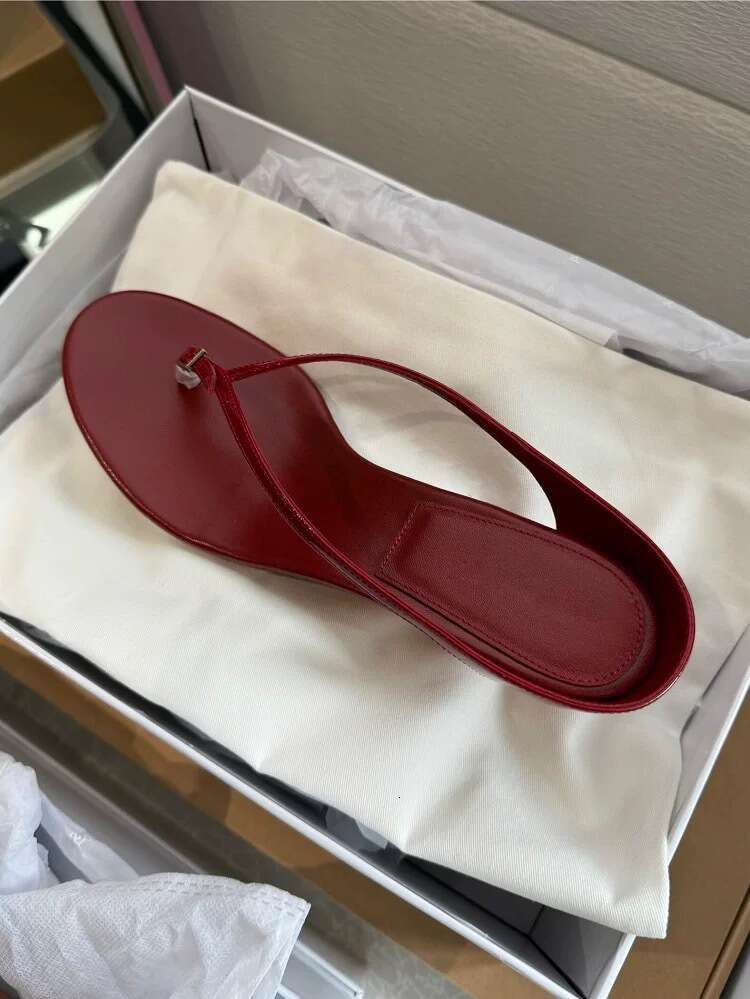 Sheepskin Version ~ French Niche Wedge Toe Post Sandals for Women 2025 Summer New Thick Sole High Heel Slippers