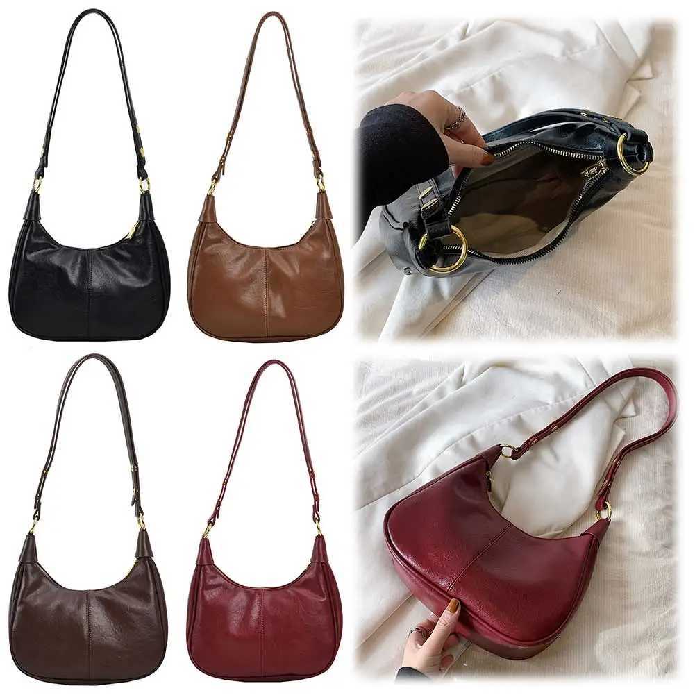 Crescent Bag for Women Adjustable Strap Hobo Bag PU Leather with Zipper Crossbody Bag Solid Handbag for Work Travel XJ250604