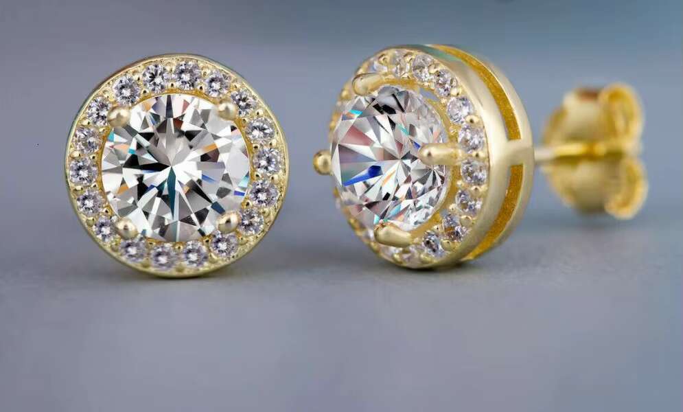 Personalized Fashion OL Diamond Stud Earrings Creative Square Round Shape Moissanites Crystal Zircon Earrings Copper for Women