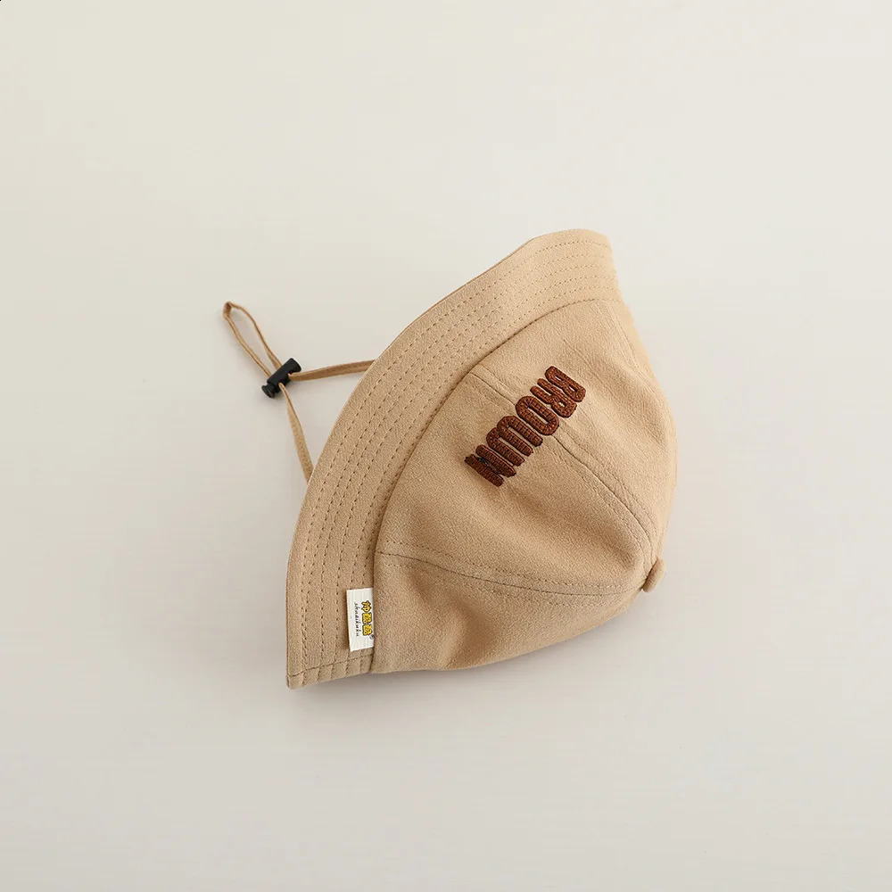 Bucket Hats Spring Cute Embroidered Letter Sunhat Fishing Hat Sunshade Visor Boys Girls Outdoor Beach Cap For 6-24M 250523