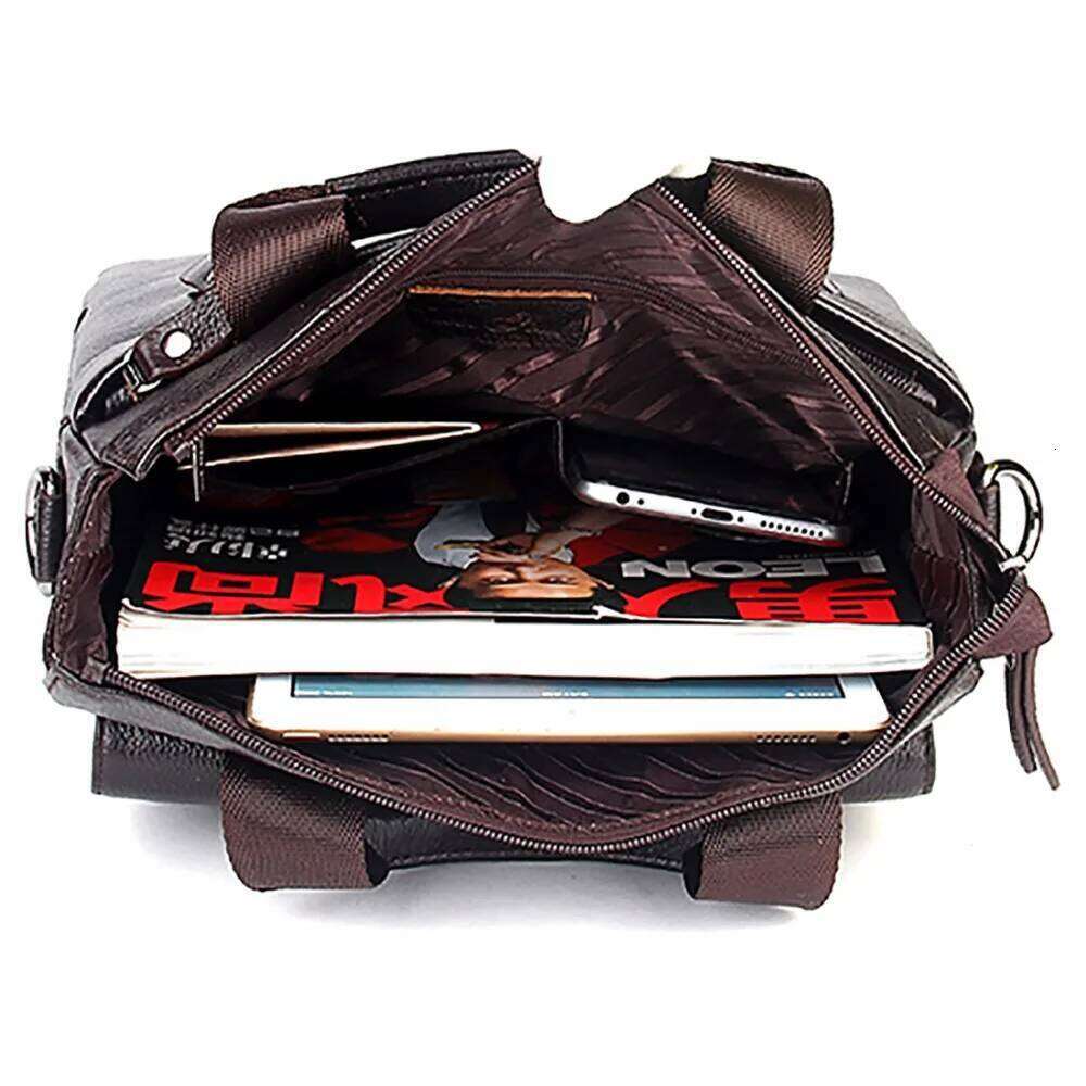 Men Handbag Cross Body Messenger Shoulder Bag Genuine Leather Business Fashion Real Cowhide Male Briefcase Tote Top Handle Bags