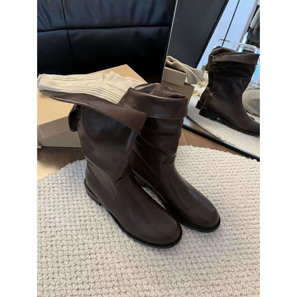 Korean Style Two-Way Split Fold Martin for Women, Autumn Winter Chunky Heel Western Cowboy Mid-Calf Short Boots, Chelsea Boots