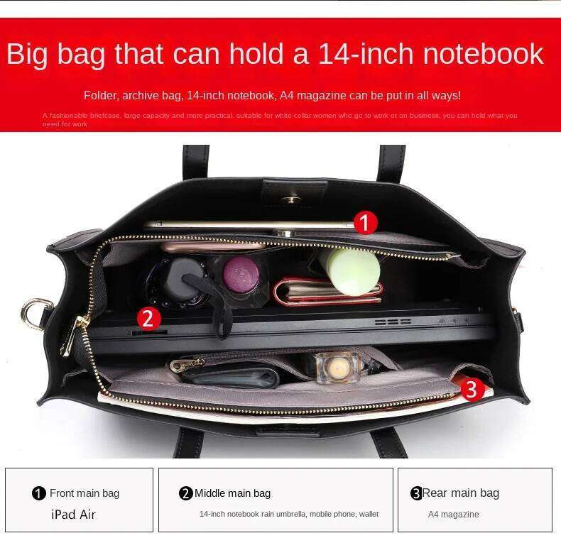 Designer Bag Business Women S Handbags Inch Laptop Bag Fashion Lady Briefcase Genuine Leather Commuter Portable Shoulder Tote Bags