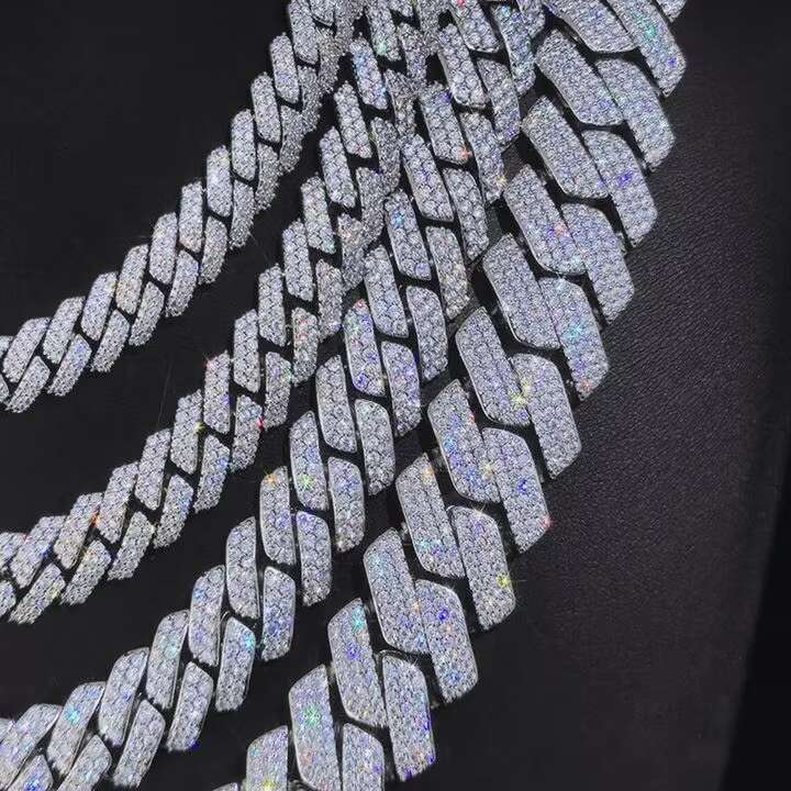 8mm 10mm 12mm 925sterling Silver Cuban Necklace 18k Gold Plated Iced Out Hiphop Spring Clasp Moissanite Diamond Cuban Link Chain