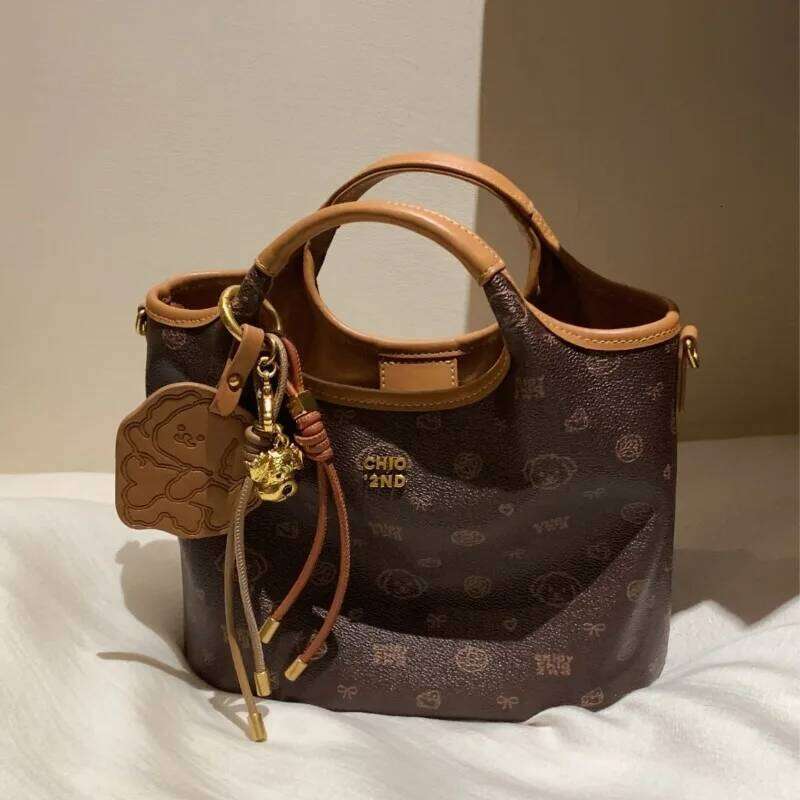 Color Blocked Old Flower Dog Danube River Tote Bag, Women's New Handbag, Single Shoulder Crossbody Bag
