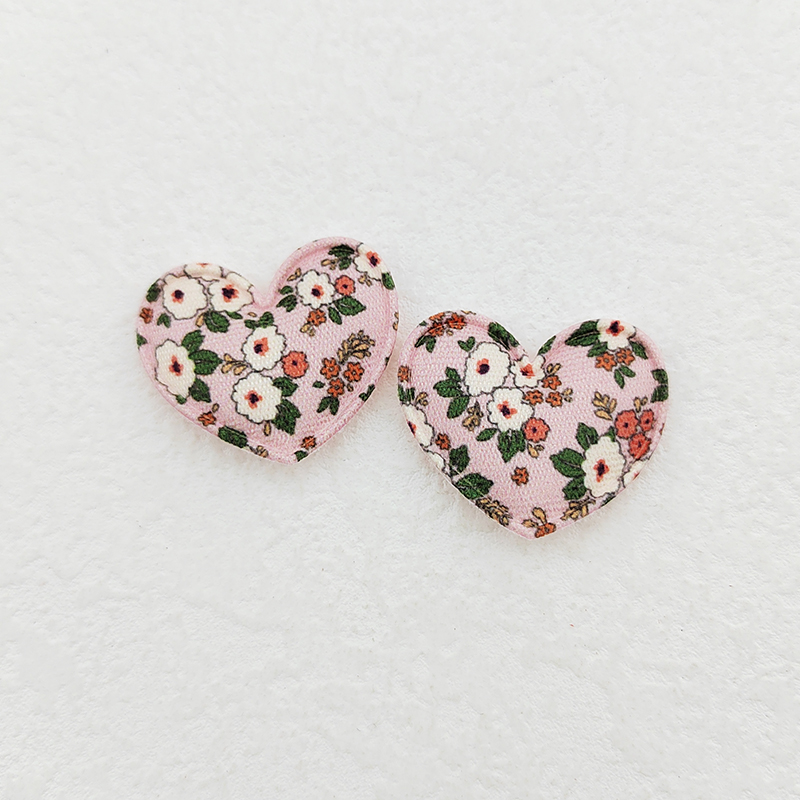 Fabric Heart Padded Appliques for Clothes, Hat Sewing Supplies, DIY Headwear, Hair Clip, Bow Decor Patches, 3.5x3cm, 100Pcs