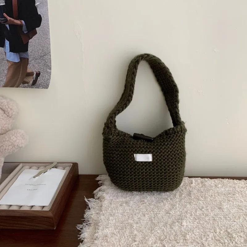 Summer Fashion Handwoven Handbag Knitted Crochet Beach Shoulder Bag Hollow Womens Knitted 250528