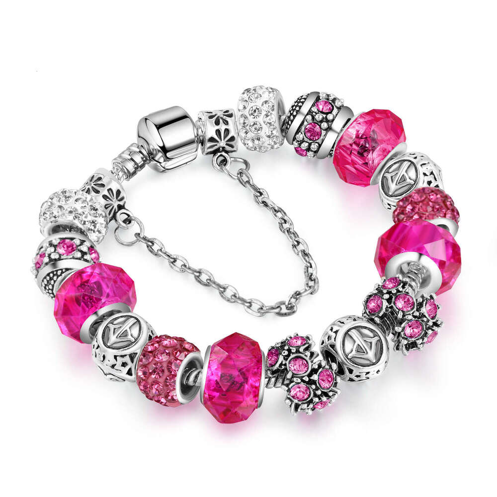 Hot Selling 12 Constellation Crystal Glass Alloy Large Hole Bead Bracelets Trendy Jewelry