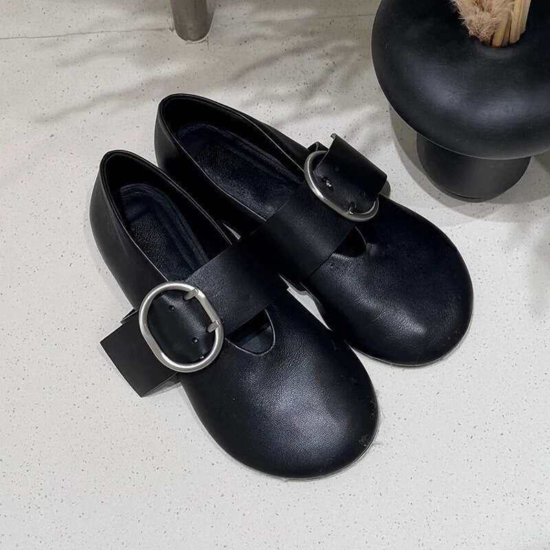 Genuine Buckle Flat Big Head Single Women 2025 Spring Autumn New Mary Jane Loafers Small Leather Shoes