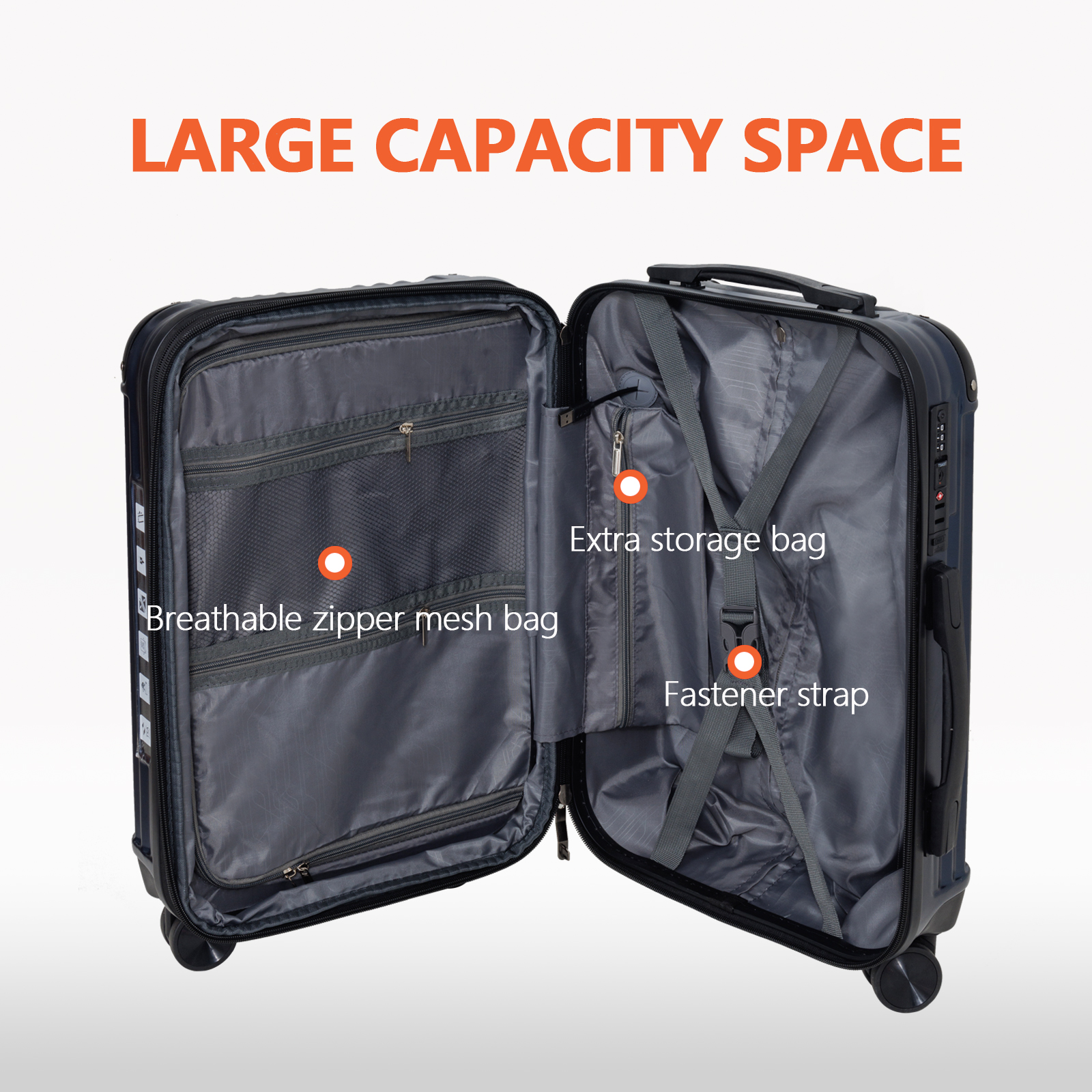 24-Inch Expandable Carry On Suitcase with TSA Lock | ABS Luggage with Corner Protectors | Durable Personal & Business Travel Luggage