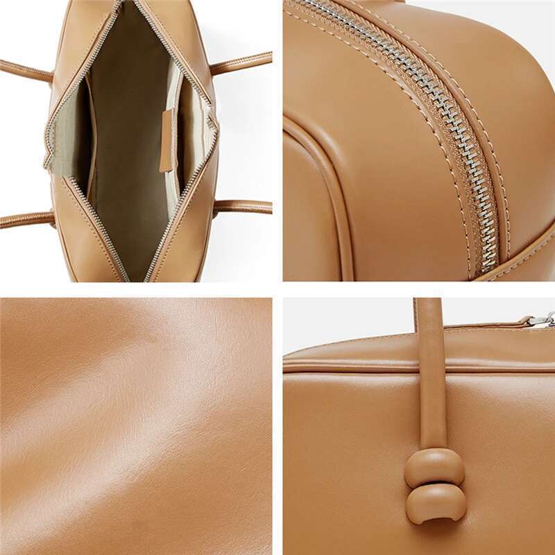 Toptrends Cow Genuine Leather Bowling Underarm Shoulder Bags For Women 2025 Designer Pillow Satchel Tote Ladies Handbags