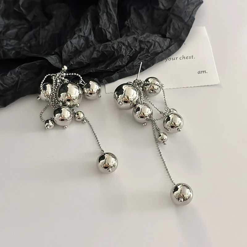 XIALUOKE Long Tassels Round Metal Ball Pendant Earrings For Women European American Style Dangle Earrings Party Jewelry L250527