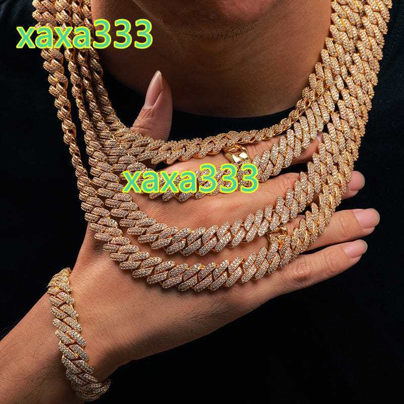 Necklace Accessories Custom Fine Jewelry Necklaces Iced Out VVS Moissanite 2 Rows 925 Silver Diamond Moissanite Cuban Link Chain