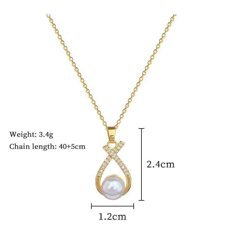 XIYANIKE Pearl Zircon Cross Neckles Earrings Elegant Jewelry Set For Women Stainless Steel Chain Wedding Valentines Day Gift L250527
