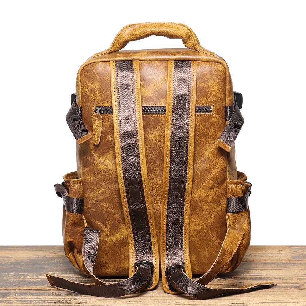 LUOKIR New Men's Genuine Leather Travel Women's Cowhide School Large Capacity Backpack Original Double Shoulder Bag