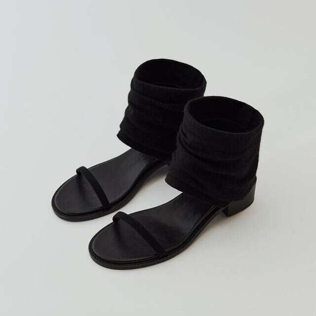 Genuine Leather Korean Style Niche Design Patchwork Pleated Strap Sandals for Women Summer New Thick Heel Round Toe Cool Boots