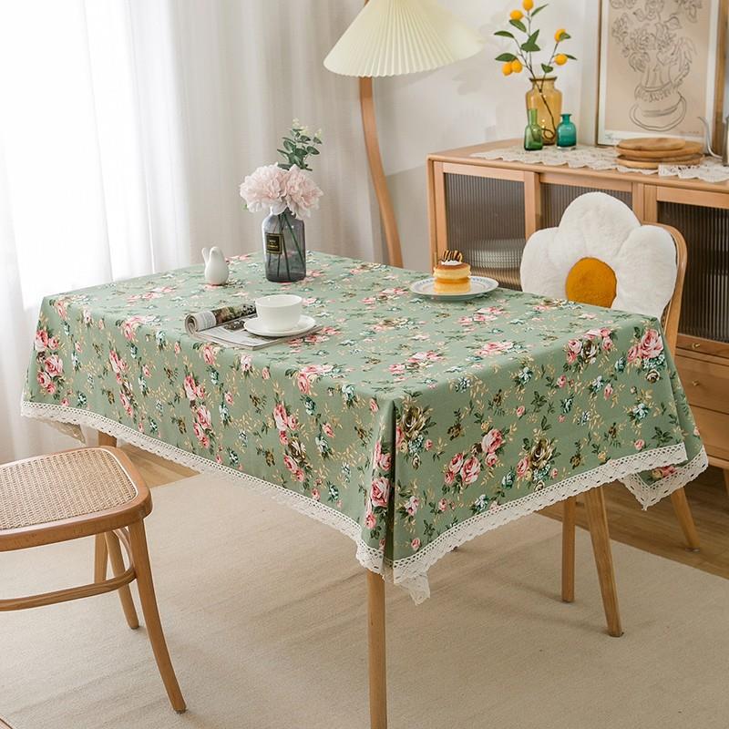 T0481 floral cotton and linen fabric canvas printed table cloth coffee table table cloth pastoral style home small fresh plant cover cloth