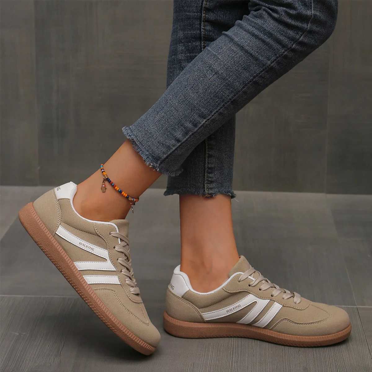 Mix Color Womens Autumn Sneakers Fashion Splicing Flat Heel Vulcanized Shoes Female Lace-Up Non-Slip Pu Leather Casual Shoes XJ250529