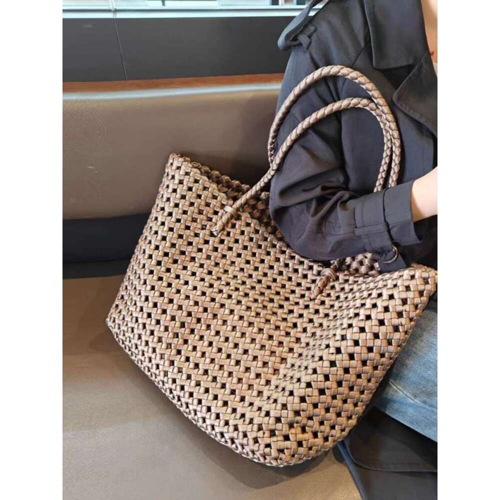 Tote Bag New Woven Large Capacity Bag Harajuku Style Literary Youth Simple Versatile Quilted Rope Shoulder Handbag Shoulder Bag Braided Handbag