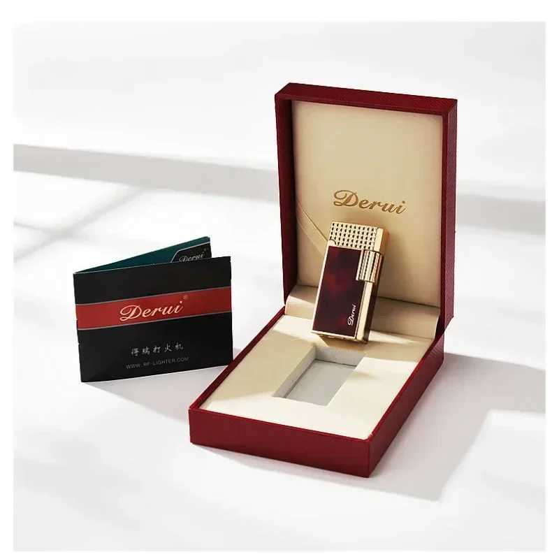 2024 New Derui Metal Langsheng Kerosene Lighter High-end Lighter Narrow Version Mini Side-sliding Open Flame Lighter T250529