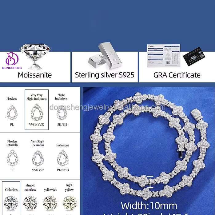 Vvs Moissanite Cuban Necklace 10mm Iced Out 925 Silver Moissanite Diamond Cuban Link Chain Hip Hop Women Jewelry Cross Necklace