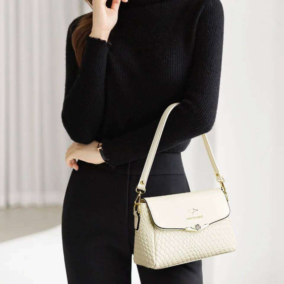 Handbag Designer Pu Leather Knitting Shoulder Messenger Crossbody Bags For Women Mother Bolsa Ladies Hand Bag