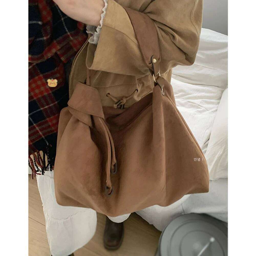 Women's Vintage Faux Suede Shoulder Bag Soft Frosted Handbag And Purses NEW Designer Shopper Tote Bags For Women Clutch Chic