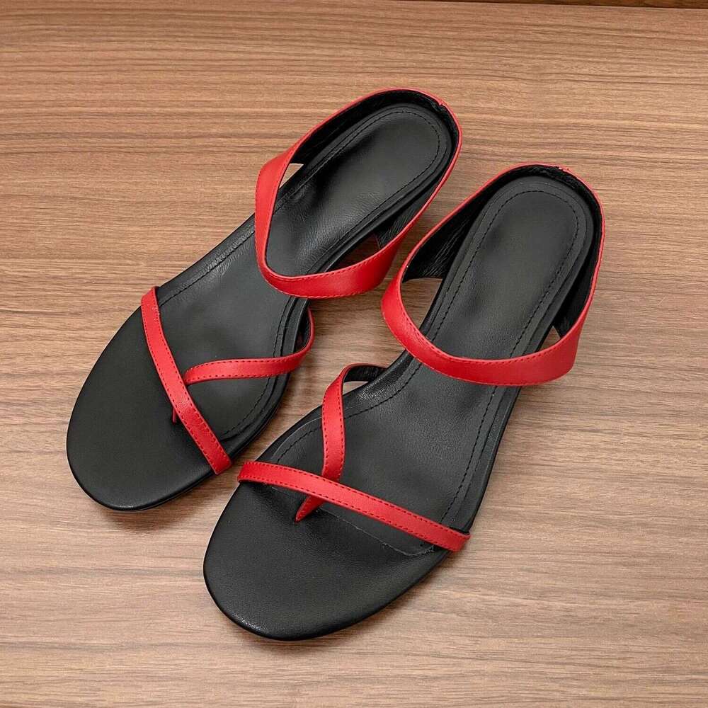 Cowhide Version ~ French Style Kitten Cross Strap Toe Ring Sandals for Women 2025 Summer New Elegant Thin Heel High Heels