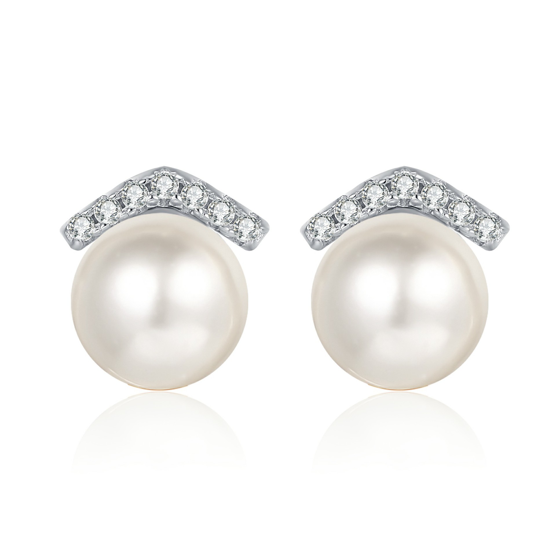 Sterling Silver Earrings with PT950 Gold Plating Freshwater Pearls and Moissanite Studs Minimalist Luxury Jewelry for Women