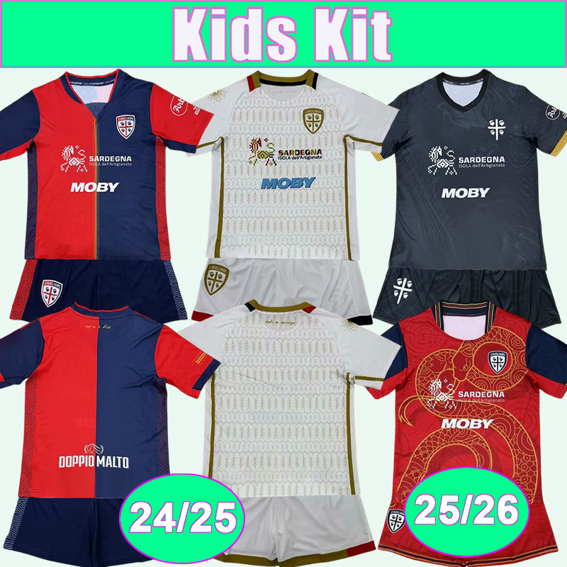 24 25 Cagliari Calcio Kids Kit Soccer Jerseys DEIOLA VIOLA LAPADULA ADOPO LUPERTO HATZIDIAKOS AUGELLO Home Away 3rd Special Football Shirts