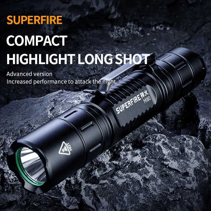 SuperFire MI80 Portable Led Flashlight Super Bright EDC Torch 160M long-range Aluminum alloy Camping Outdoor Fishing LanternXJ250529