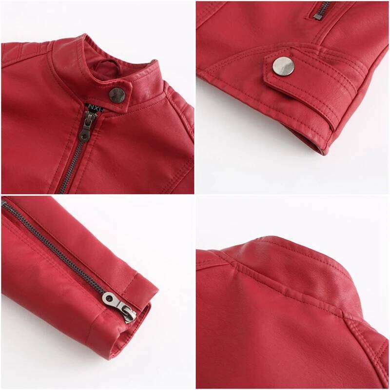 Spring Autumn Women PU Lady Leisure Zipper Motorcycle Coats Outdoor Girls Windbreaker Leather Jacket Clothing