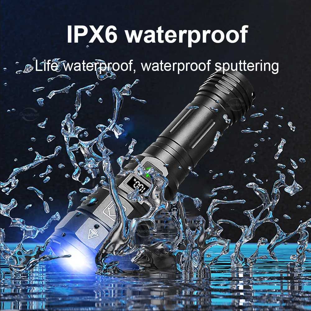 800W Ultra Powerful LED Flashlight White Laser Tactical Flash Light 26650 Rechargeable High Power Torch 2500M Camping LanternXJ250529