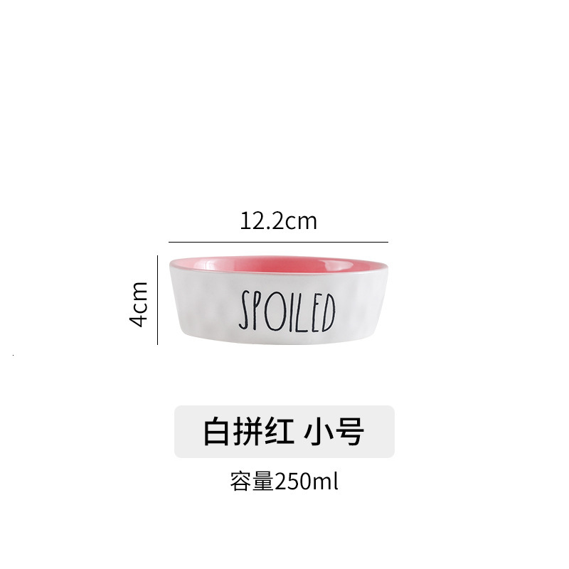 Creative Color-Block English Pet Ceramic Drinking Cat Large Medium Small Kitten Food Bowl Dog Supplies