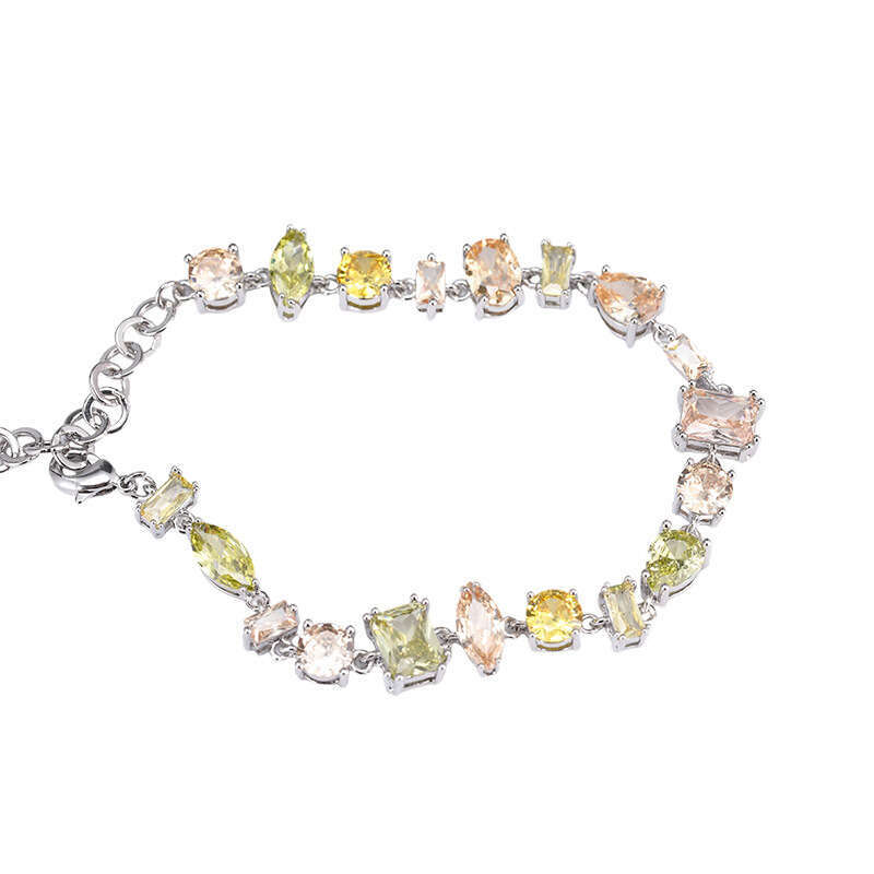 New Copper Inlaid Zircon Bracelet for Women Fashion Hip-Hop Jewelry Colorful Square High-End Feel