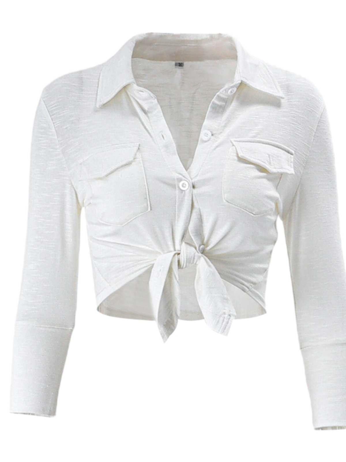 2025 New Designer Clothing Women's Summer Academic Style Fashion Collar Buckle Twisted Waist Long Sleeve Shirt Designer