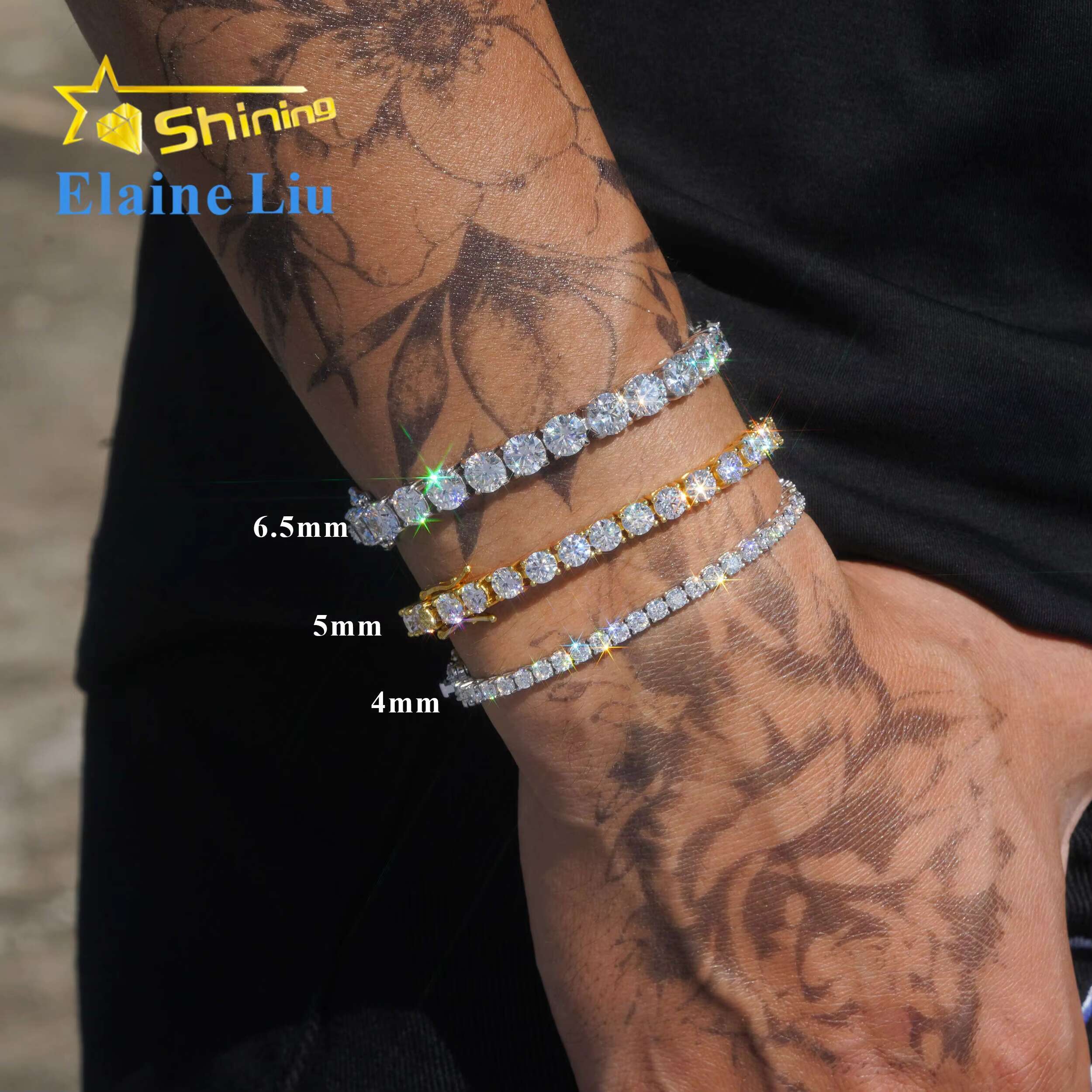 Factory Direct Price Iced Out 2mm 3mm 4mm 5mm 6.5mm VVS Silver 925 Hip Hop VVS Moissanite Diamond Tennis Chain