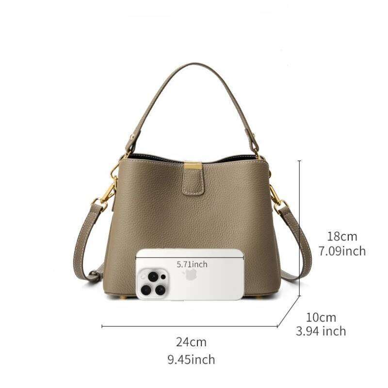 High-Quality Genuine Leather Bucket Shoulder Bags Tote For Purses With Two Strap Designer Women High-End Handbags