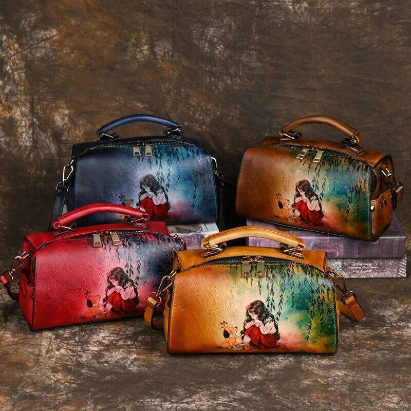 MOTAORA New Retro Leather Women's Shoulder Bag 2025 Trend Ladies Handdrawn Designer Handbag Women Bags Handbags