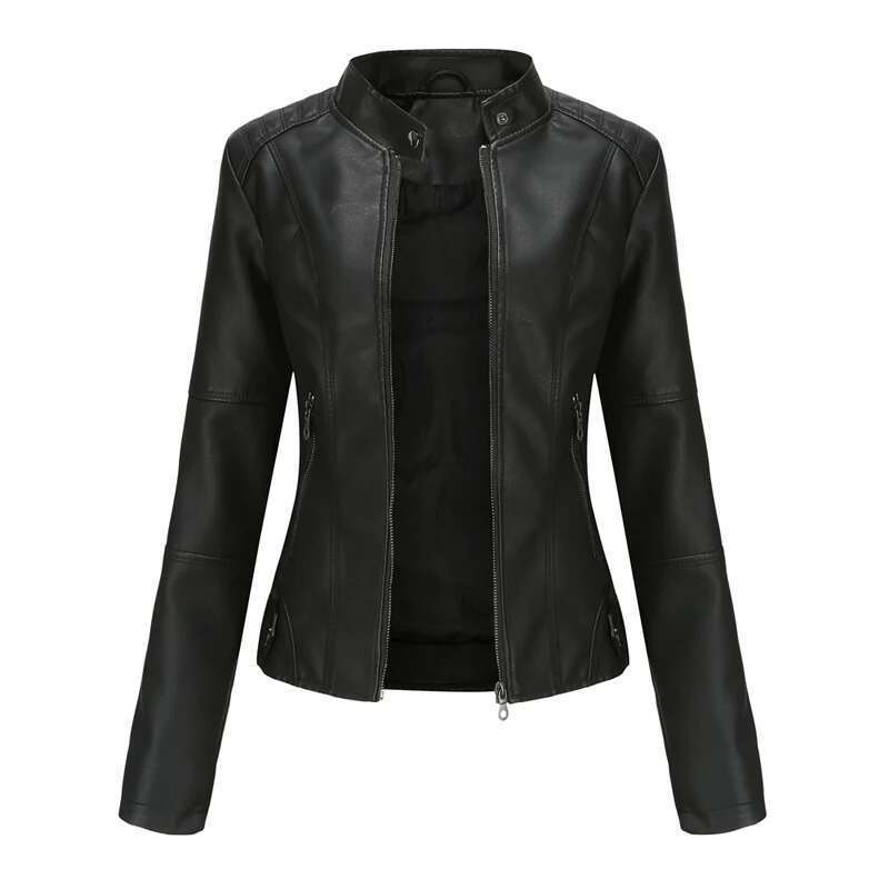 Spring Autumn Women PU Lady Leisure Zipper Motorcycle Coats Outdoor Girls Windbreaker Leather Jacket Clothing