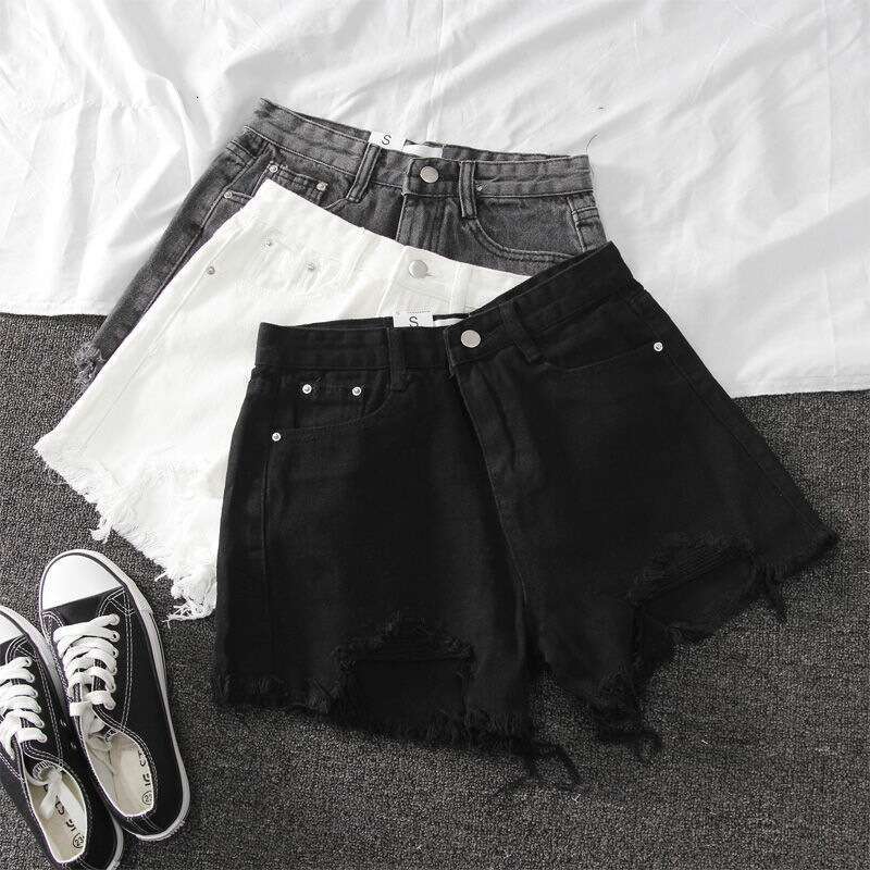 Shorts Women Denim Shorts Summer New High Waisted Denim Shorts For Women Loose Fit Distressed Chic Fringe A Line Wide Leg Hot Pants Trend Jean Shorts