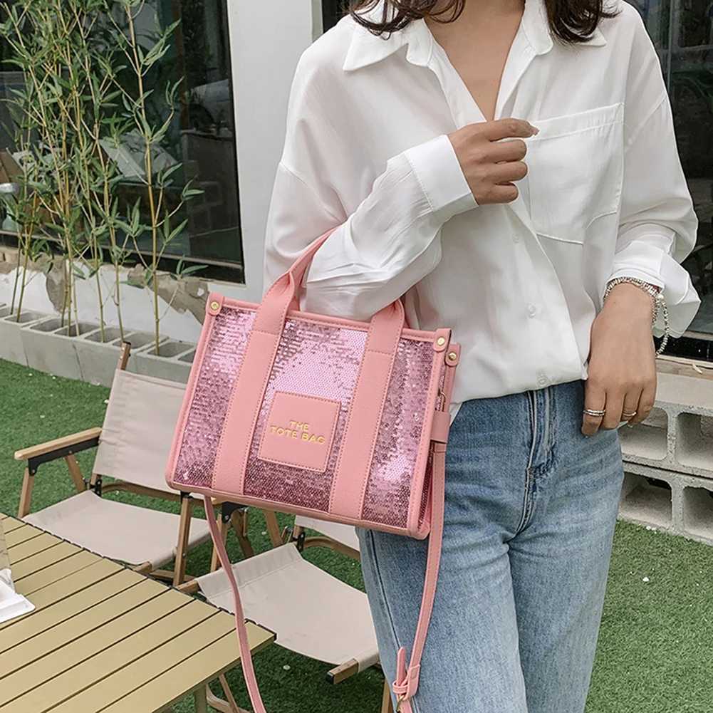 Women Party Tote Bag PU Leather Sequins Top-Handle Bags Casual Fashion Shiny Portable Adjustable Straps Shopper Tote Purse XJ250604