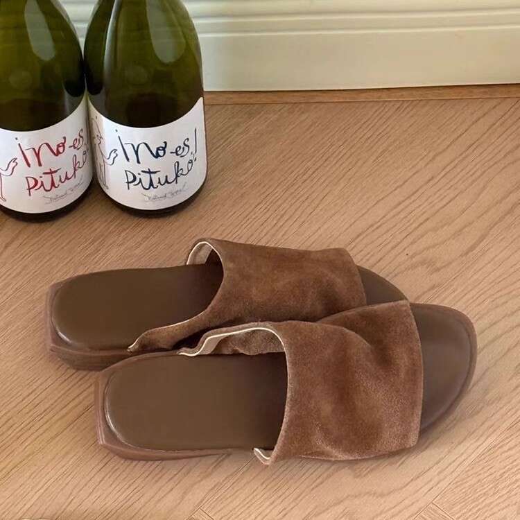 Sheepskin Version ~ Niche Lazy Flat Slippers for Women Outdoor 2025 Summer New Open-Toe Sandals