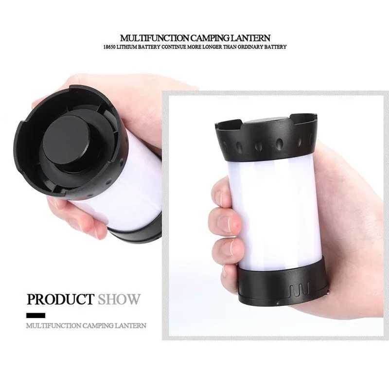 Magnetic Portable White Red Camping Lantern 5 Level Brightness Hanging Tent usb rechargeable Emergency Flashlight+18650 Battery XJ250529