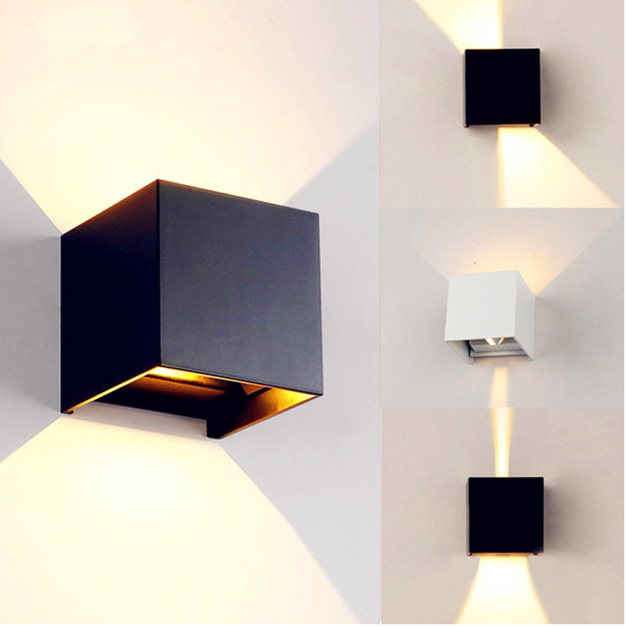 Indoor 6W 12W LED Wall Lamps AC100V/220V Aluminum Wall Sconce bedroom Waterproof LED Outdoor Garden Yard Balcony Wall Light