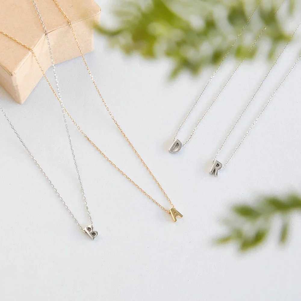 FSUNION New Arrival Fashion Tiny Initial Necklace Gold Silver Color Cut Letters Single Name Choker For Women Pendant M250529