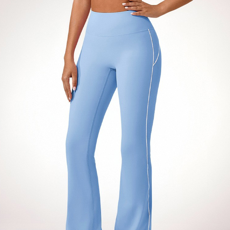 High-Waist Womens Yoga Pant: Stretchy Fabric with Flared Hem and Side Slits for Comfort during Exercise