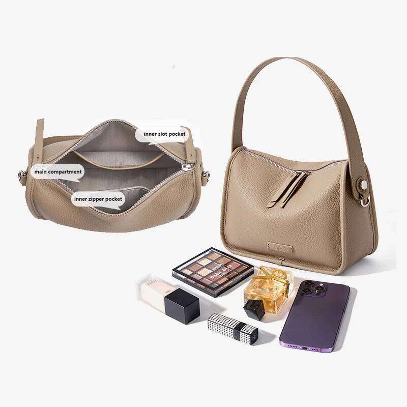 2025 Summer New Women Pillow Underarm Shoulder Bag Soft Genuine Leather Simple Design Handbag Lady Fashion Crossbody Messenger